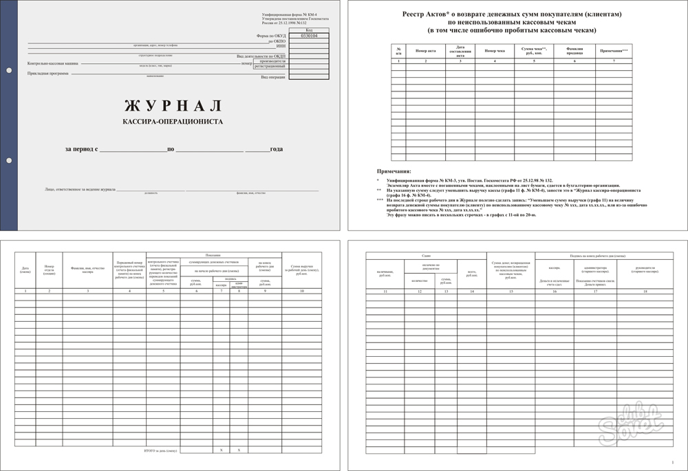 Кассовый журнал образец