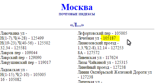 Почтовый индекс. Индекс Москвы. Найти индекс почтовый по адресу в россии